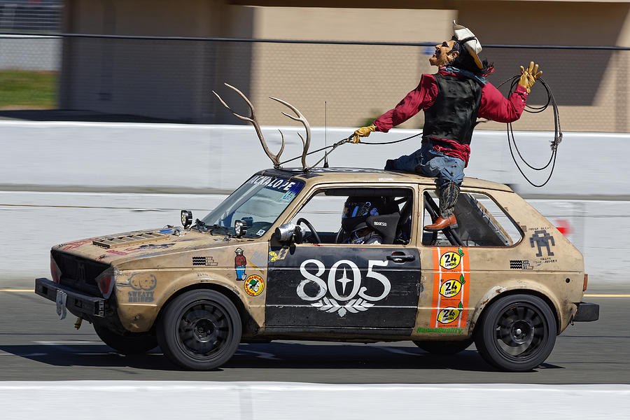 Jackalope Wrangler -- Volkswagen Rabbit at the 24 Hours of LeMons Race, Sonoma California Photograph by Darin Volpe