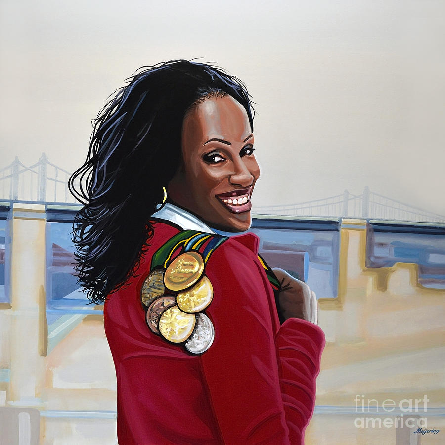 Athlete Painting - Jackie Joyner Kersee by Paul Meijering