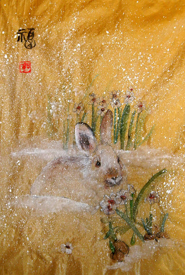 Jackies New Year Rabbit Painting by Debbi Saccomanno Chan