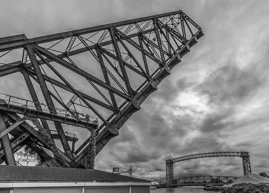 Jackknife Bridge to the Clouds B and W Photograph by Lon Dittrick