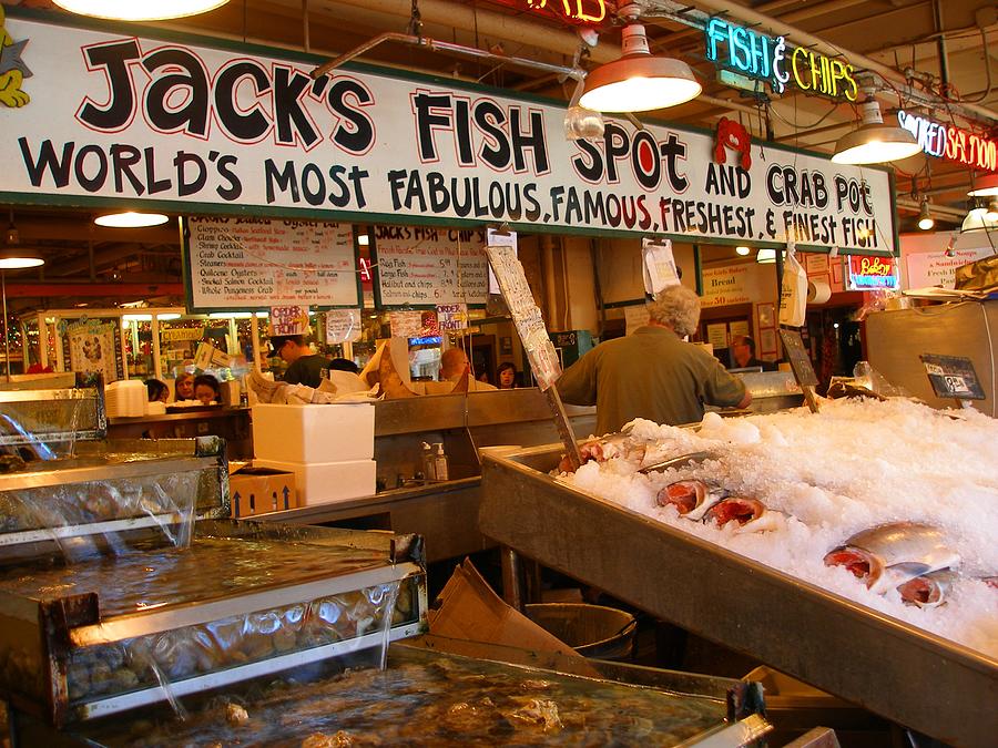 Seattle Photograph - Jacks Fish Spot And Crab Pot-seattle Pike Place Market by Candace Garcia