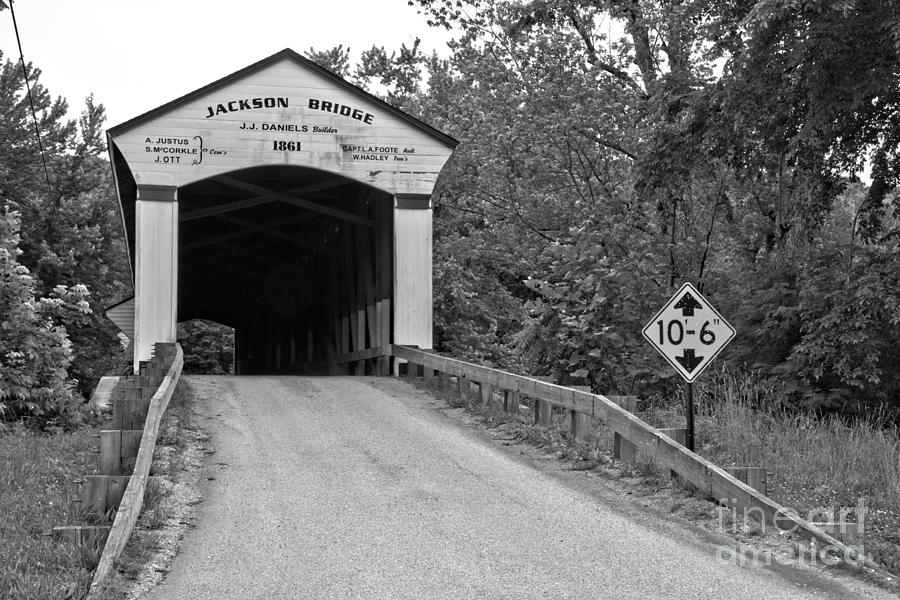 Jackson Covered Bridge Black And White Photograph by Adam Jewell