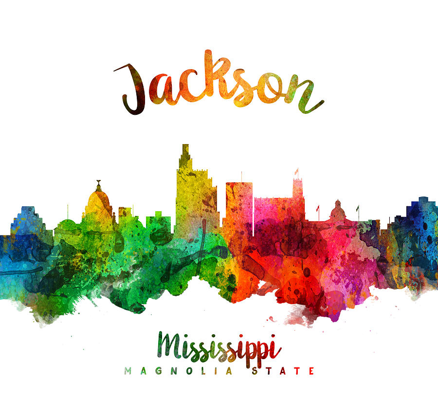 Skyline Painting - Jackson Mississippi Skyline 24 by Aged Pixel