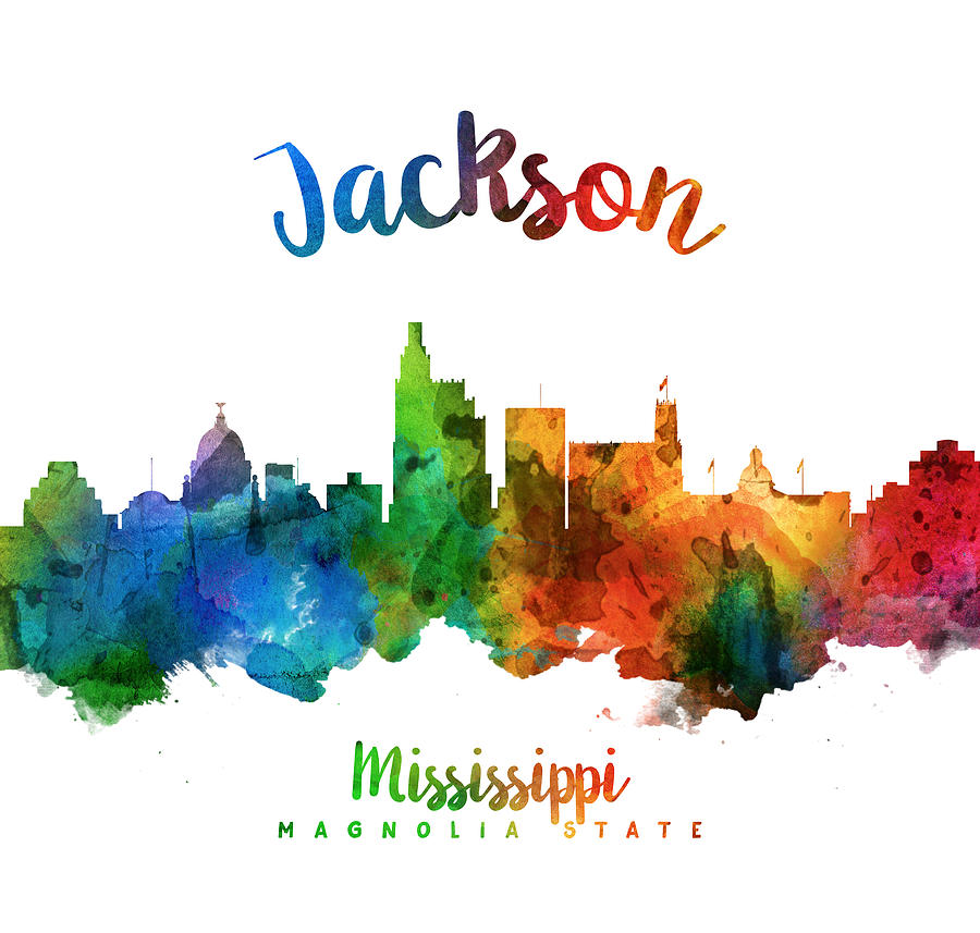 Skyline Painting - Jackson Mississippi Skyline 25 by Aged Pixel