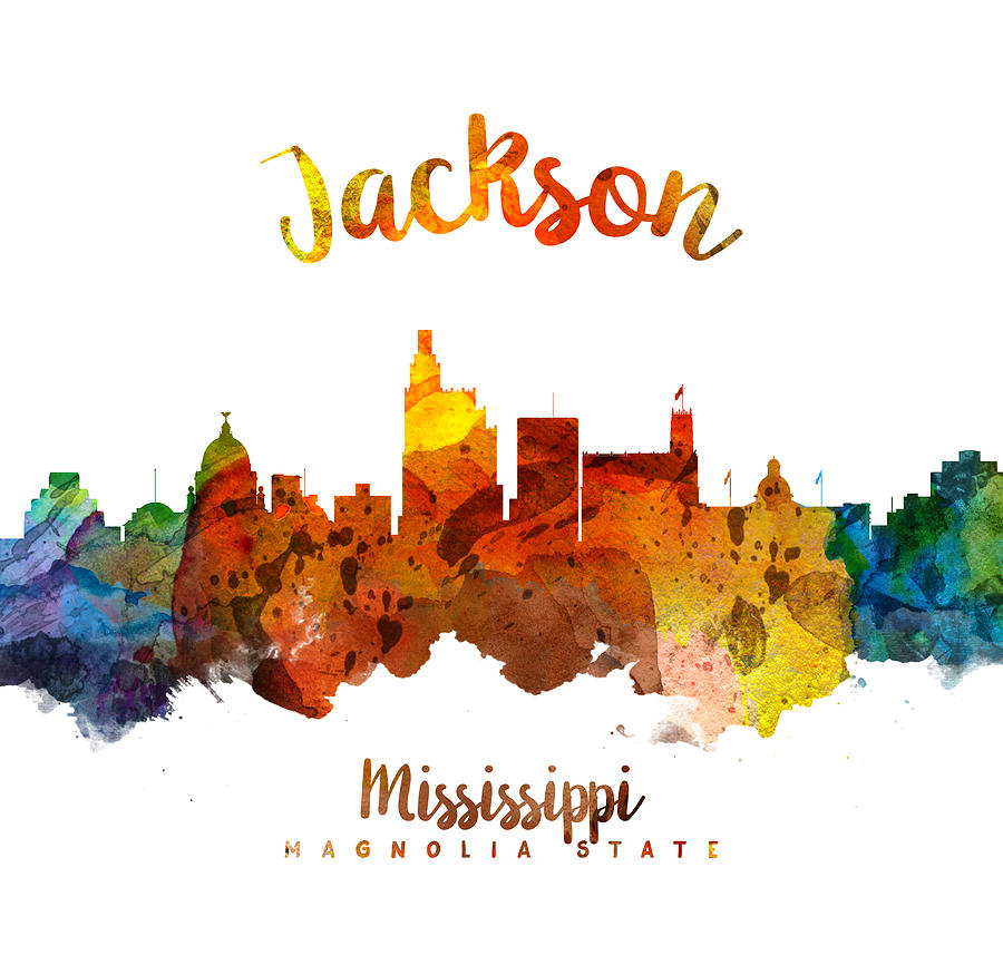 Skyline Painting - Jackson Mississippi Skyline 26 by Aged Pixel