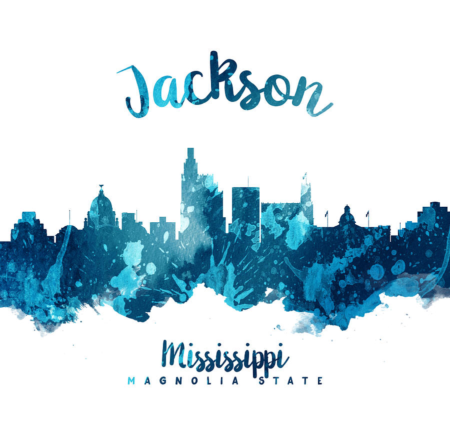 Skyline Painting - Jackson Mississippi Skyline 27 by Aged Pixel