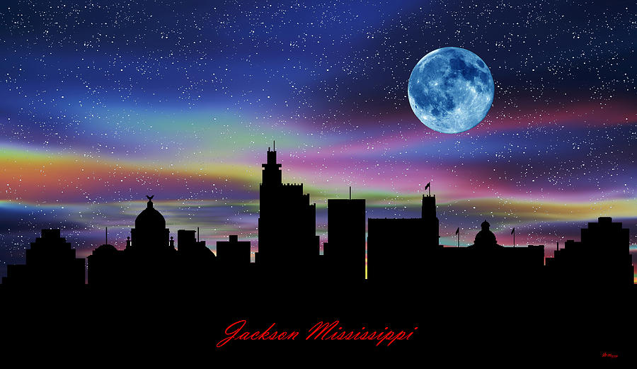 Jackson Mississippi Twilight Skyline Digital Art by Gregory Murray