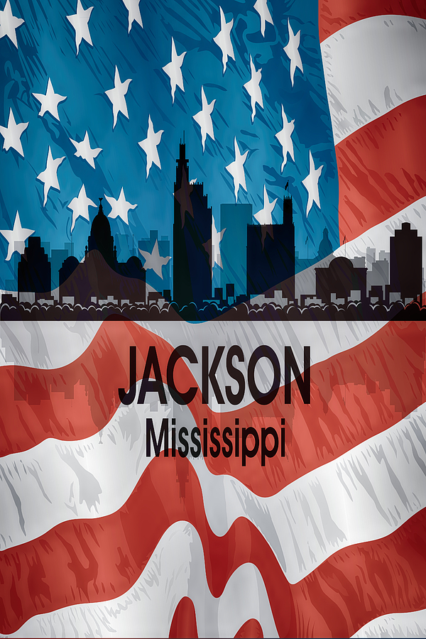 Jackson MS American Flag Vertical Digital Art by Angelina Tamez