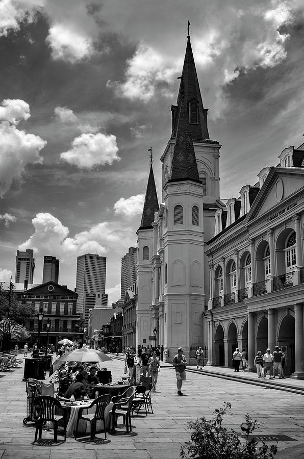 New Orleans Photograph - Jackson Square In Black and White by Greg and Chrystal Mimbs