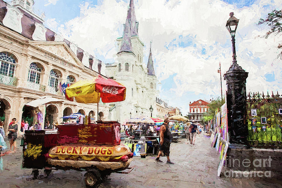 Jackson Square - New Orleans digital painting Photograph by Scott Pellegrin