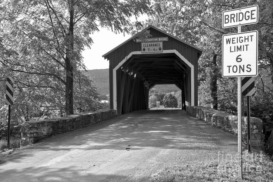Jackson Township Covered Bridge Black And White Photograph by Adam Jewell