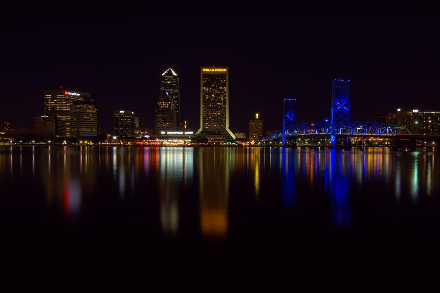 Jacksonville Night Lights Photograph by Larry Jones
