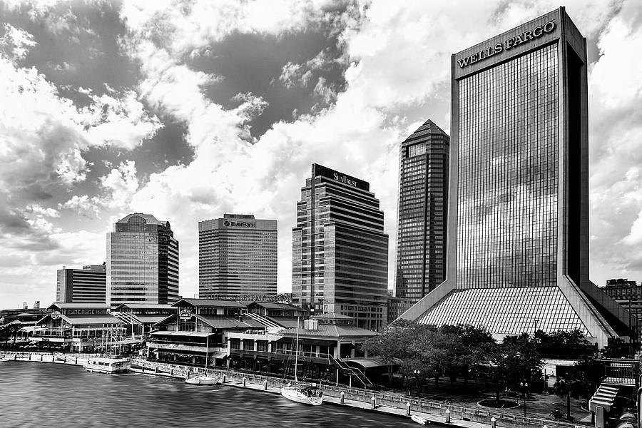 Jacksonville, Florida Skyline In Black and White Photograph by Kay Brewer