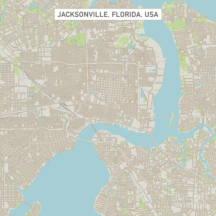 Jacksonville Digital Art - Jacksonville Florida US City Street Map by Frank Ramspott