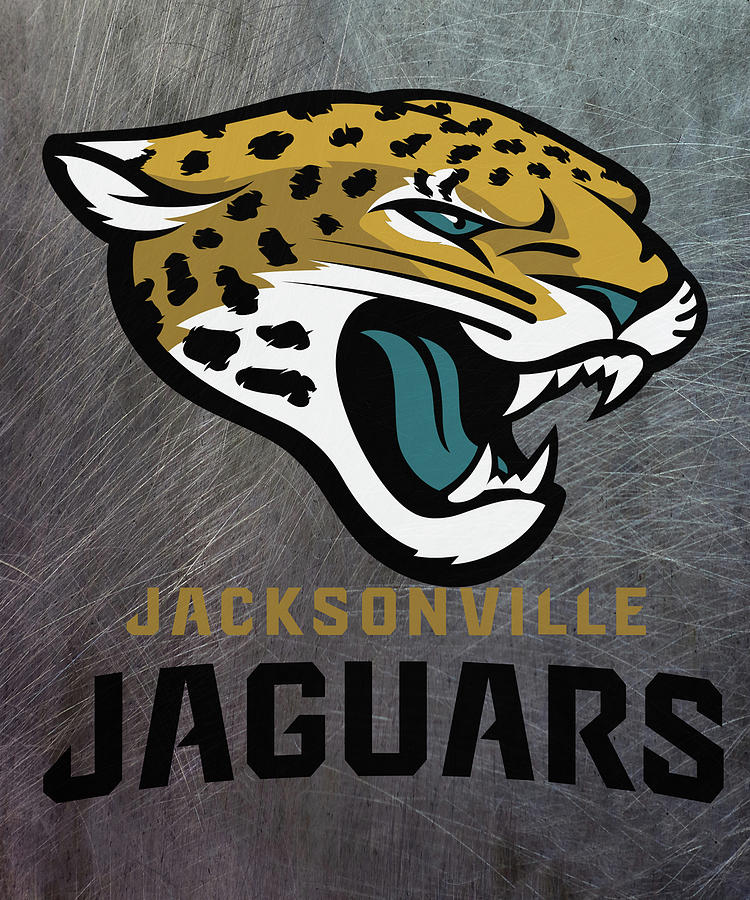 Jacksonville Jaguars Mixed Media - Jacksonville Jaguars on an abraded steel texture by Movie Poster Prints
