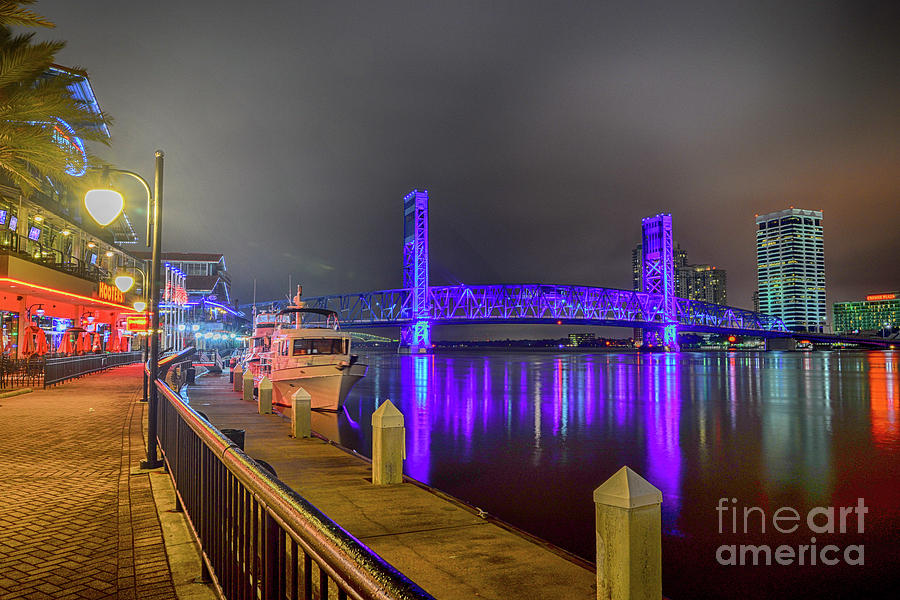 Jacksonville Night River View Photograph by Paul Quinn