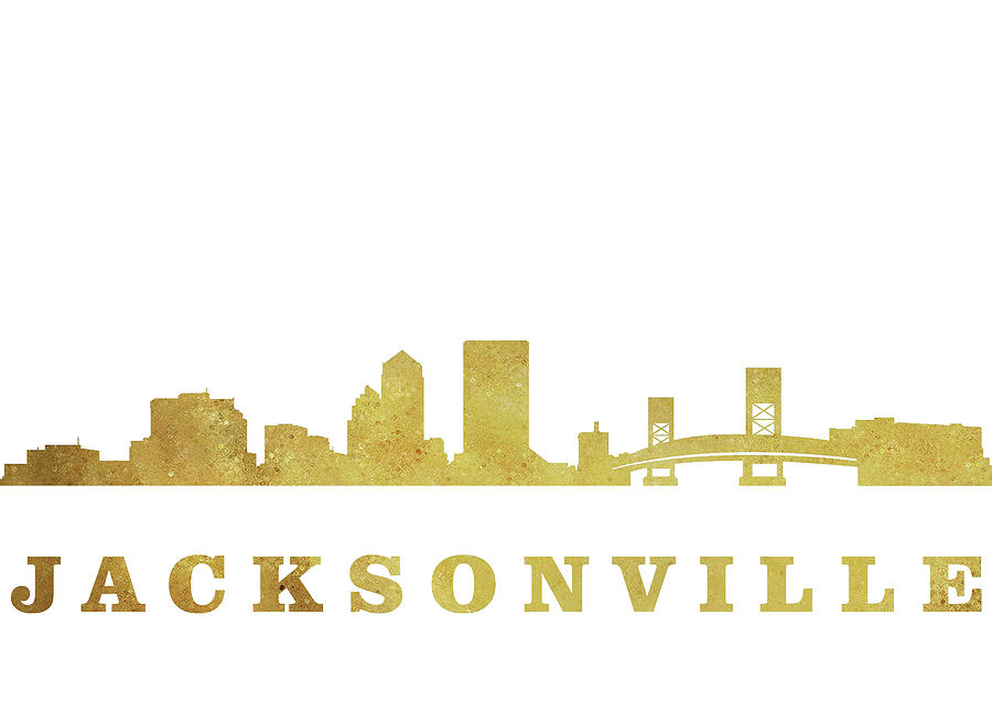 Jacksonville skyline-gold Digital Art by Erzebet S - Fine Art America