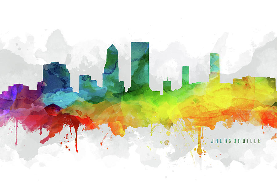 Jacksonville Digital Art - Jacksonville Skyline MMR-USFLJA05 by Aged Pixel