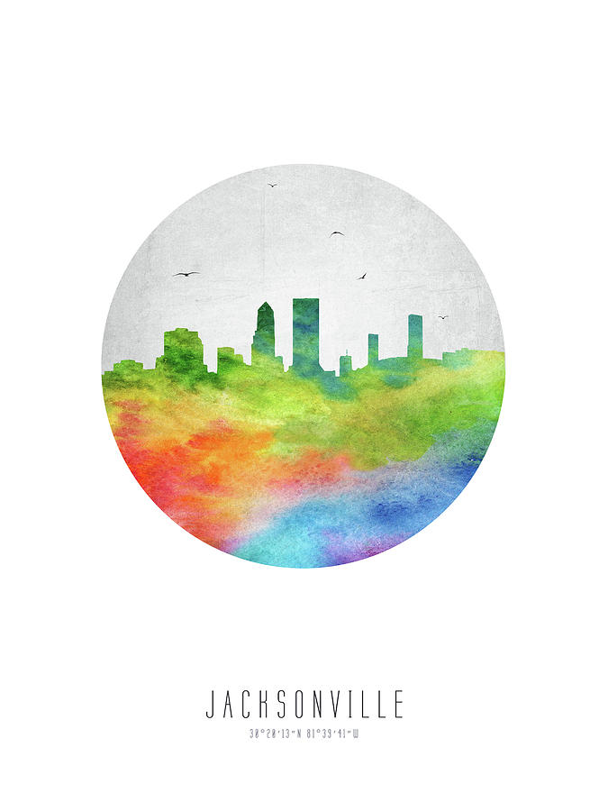 Jacksonville Digital Art - Jacksonville Skyline USFLJA20 by Aged Pixel