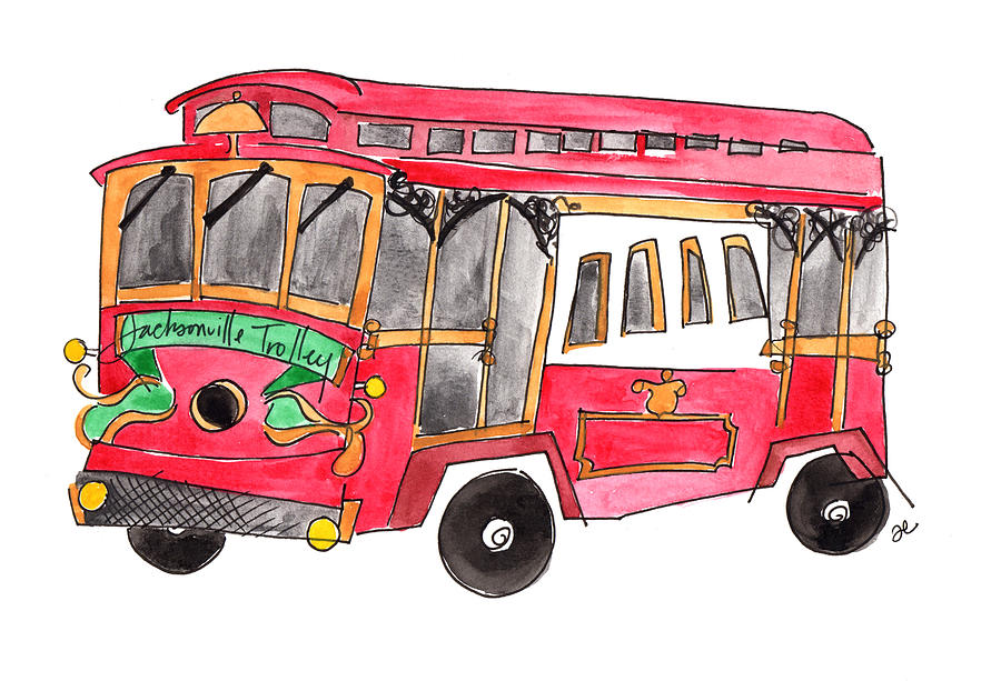 Jacksonville Trolley Painting by Anna Elkins