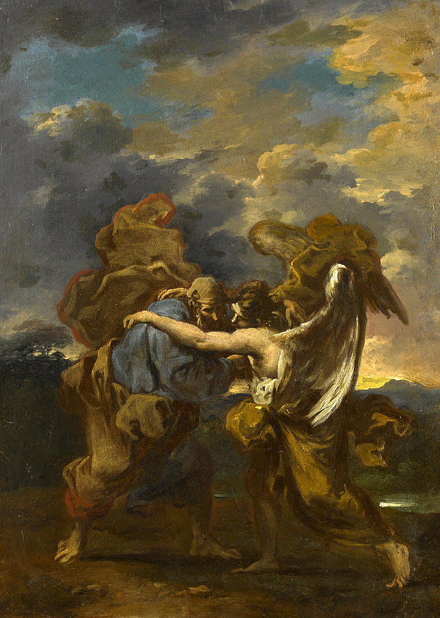 Jacob wrestling with the Angel Painting by Alessandro Magnasco
