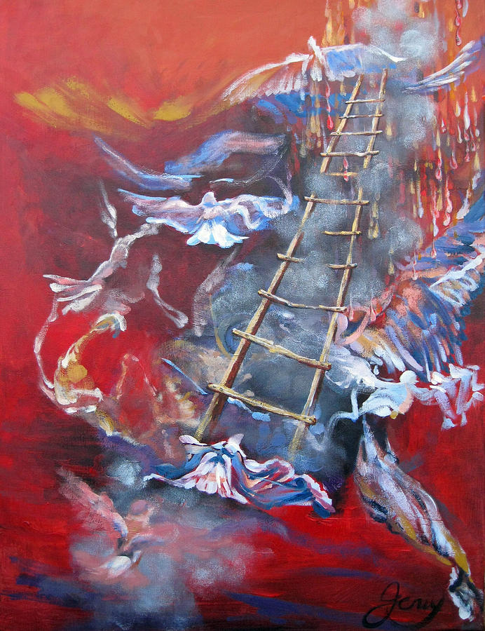 Bird Painting - Jacobs Ladder by Jeni Bump