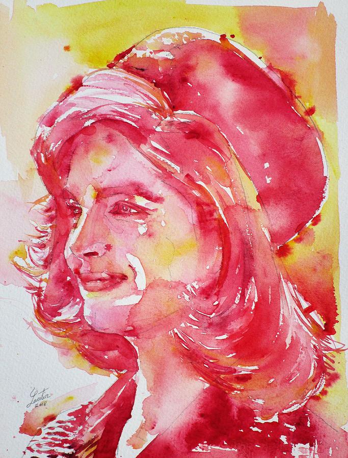 JACQUELINE KENNEDY ONASSIS - watercolor portrait.1 Painting by Fabrizio Cassetta