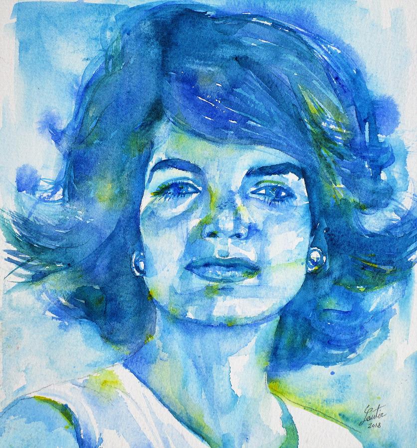 JACQUELINE KENNEDY ONASSIS - watercolor portrait.2 Painting by Fabrizio Cassetta