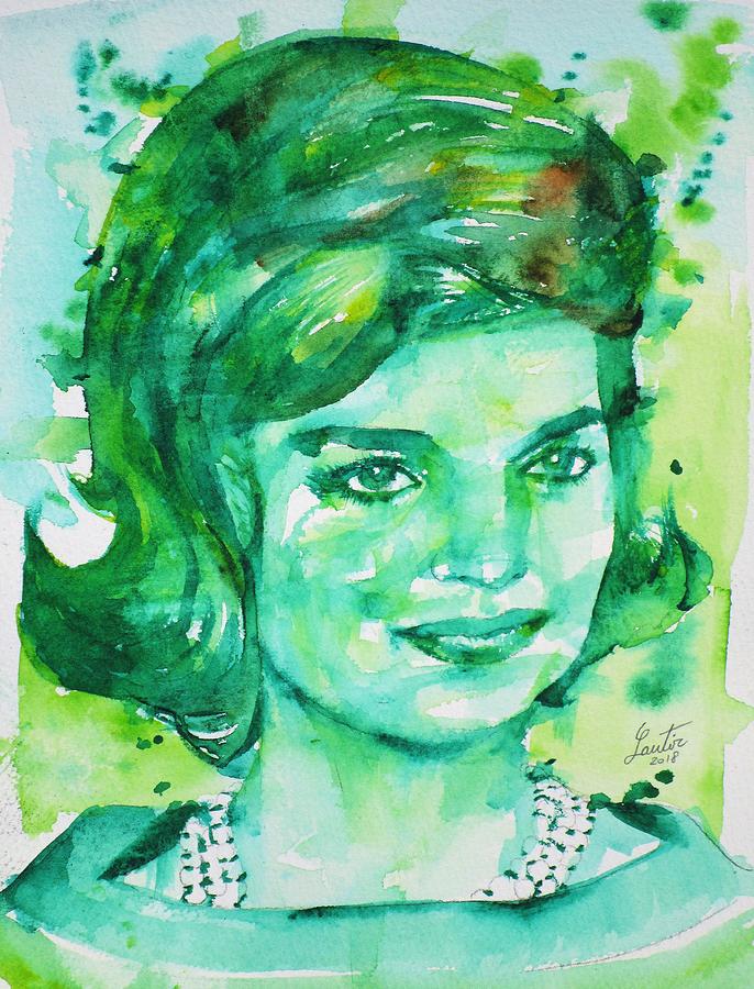 JACQUELINE KENNEDY ONASSIS - watercolor portrait.3 Painting by Fabrizio Cassetta