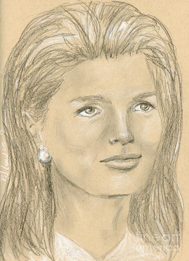 First Lady Drawing - Jacqueline Kennedy by PJ Lewis