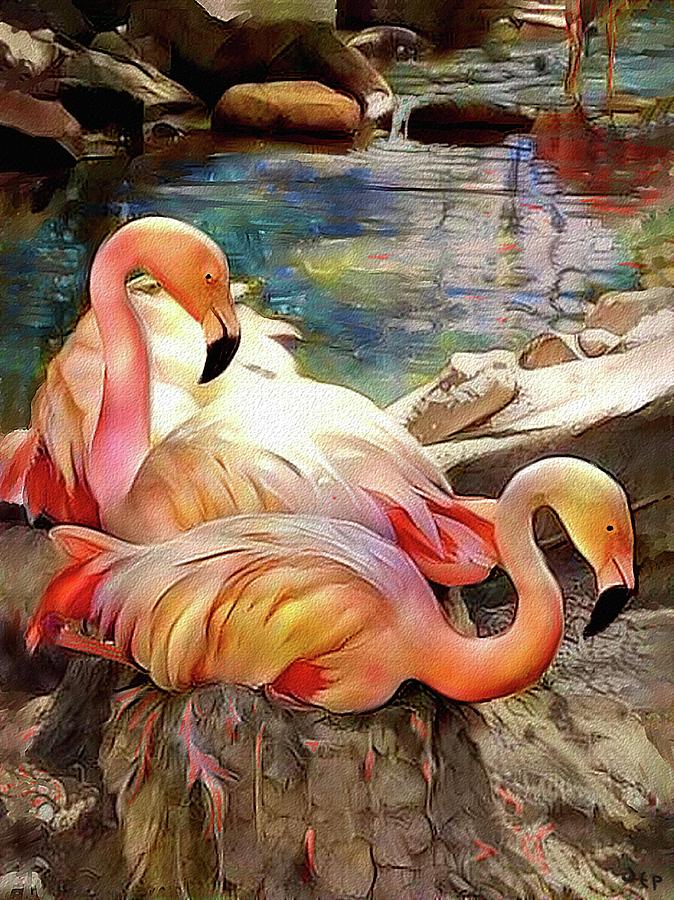 Jacquelines Flamingos Digital Art by Jann Paxton