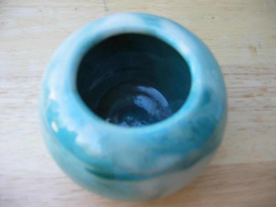 Pattern Ceramic Art - Jade Green close-rim pot by Julia Van Dine