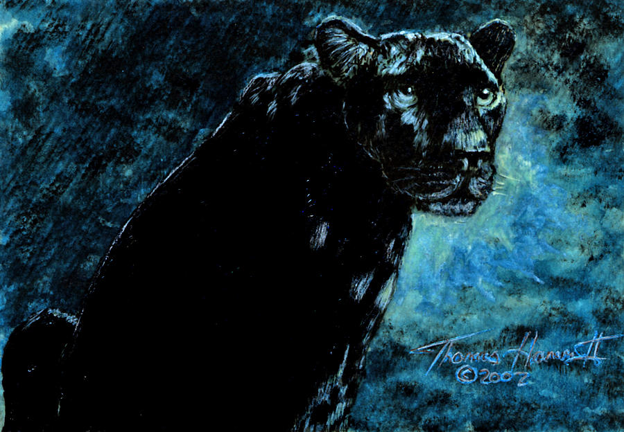 Jaguar at night Painting by Thomas Hamm