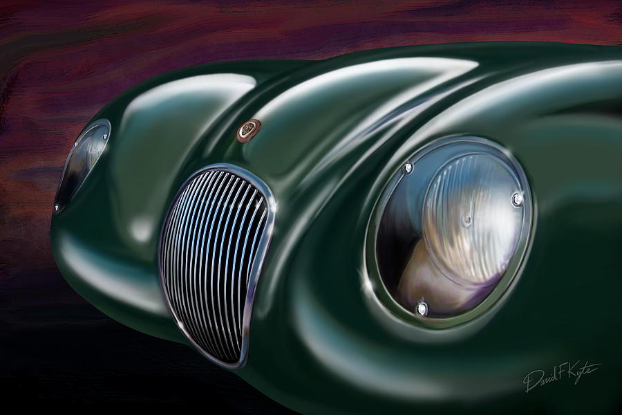 Jaguar C Type Painting by David Kyte