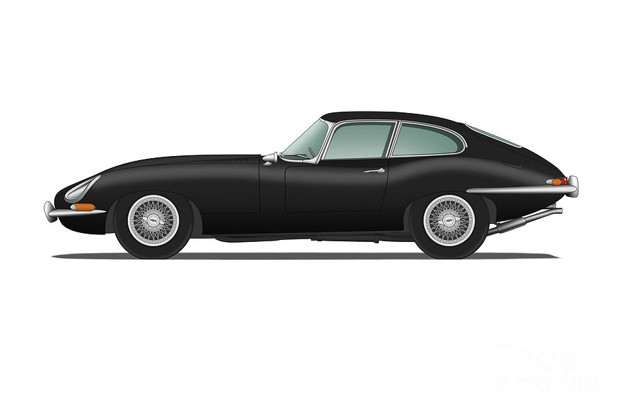 Car Digital Art - Jaguar E Type Fixed Head Coupe Black by Steve H Clark Photography