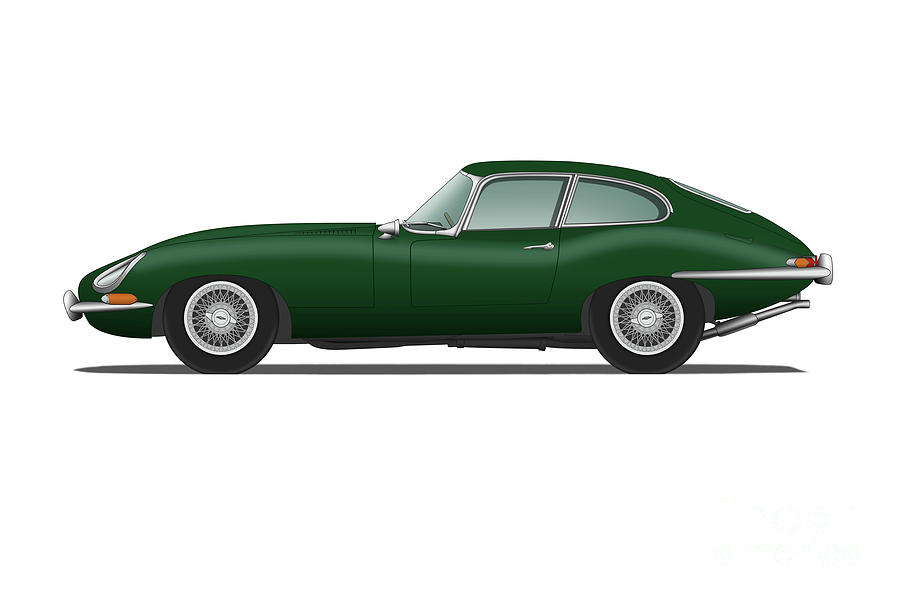 Car Digital Art - Jaguar E Type Fixed Head Coupe British Racing Green by Steve H Clark Photography