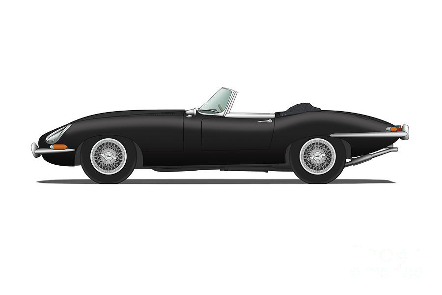 Jaguar E Type Roadster Black Digital Art By Steve H Clark