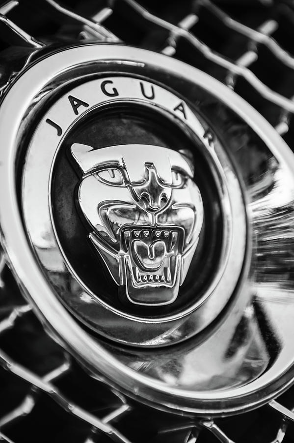 Jaguar Emblem -0028bw Photograph by Jill Reger