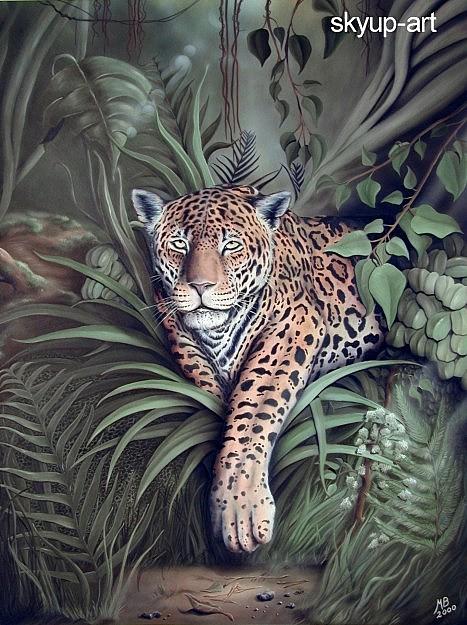 Jungle Painting - Jaguar by Manfred Burgard