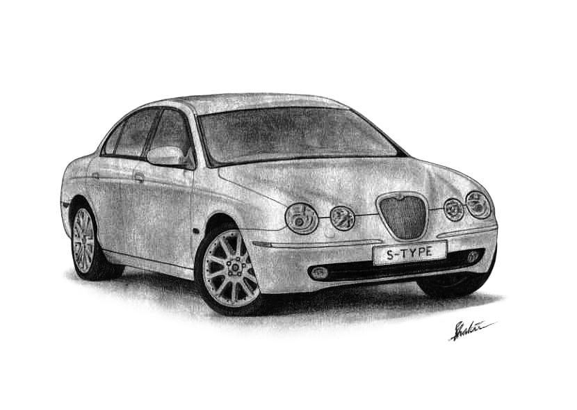 Jaguar S-Type Drawing by Shak Sam - Fine Art America