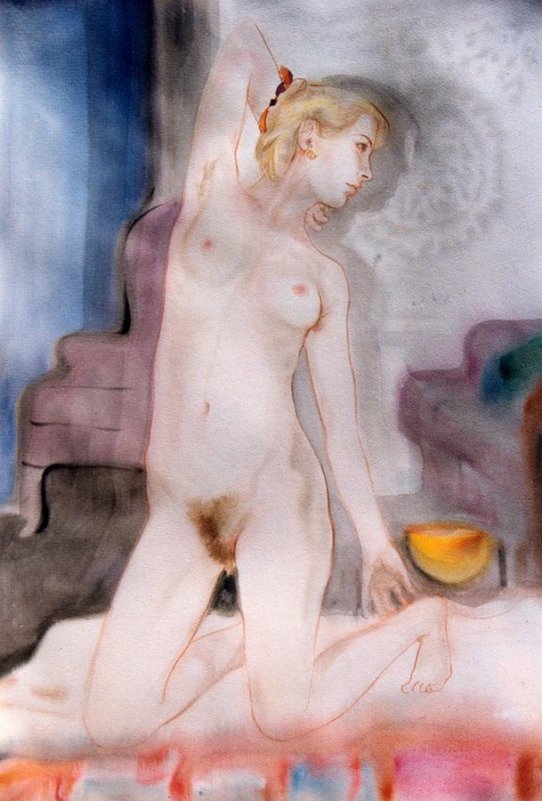 Nude Painting - Jaime Yellow Bowl by Scott Cumming