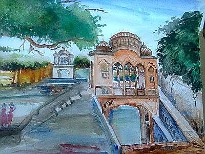 Landscape Painting - Jaipur Palace by Lily Mohan