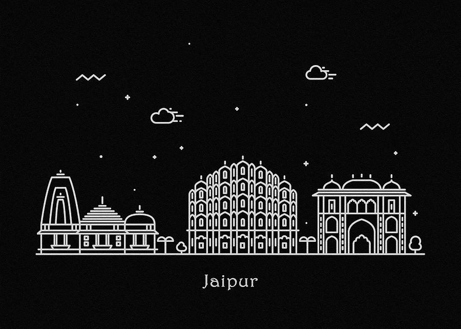 Jaipur Skyline Travel Poster Drawing by Inspirowl Design
