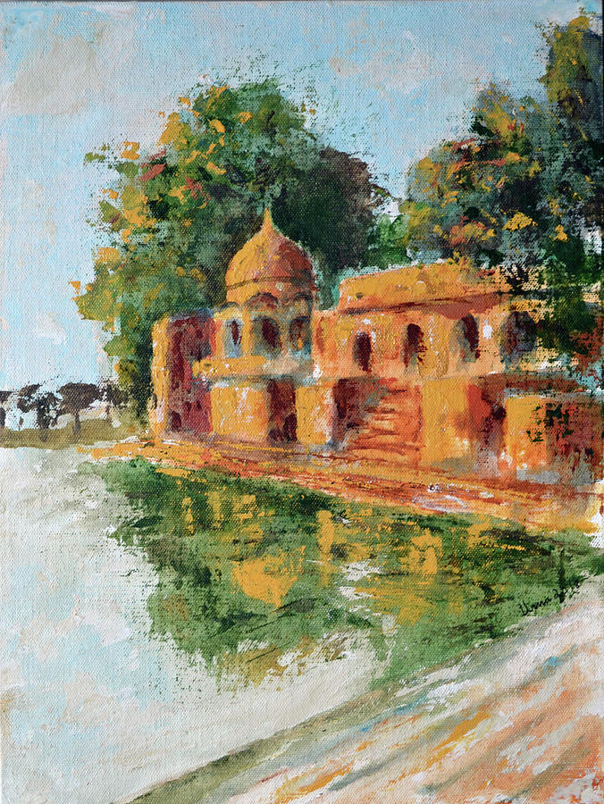 Jaisalmer 2 - Gadisar Lake - Near the entrance Painting by Uma Krishnamoorthy