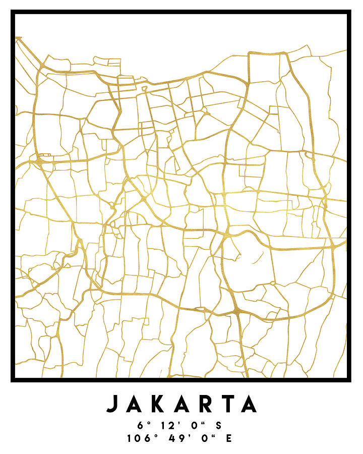 Jakarta Indonesia City Street Map Art Digital Art by Emiliano Deificus ...