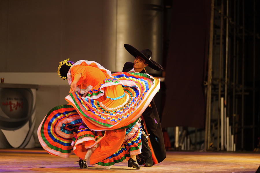 Jalisco Mexican Hat Dancing Swirling Orange Dress Photograph by Pius ...