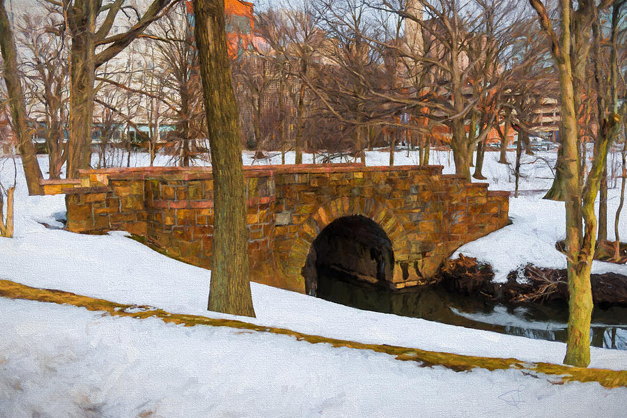 Winter Painting - Jamaica Plain Bridge by Thomas Logan