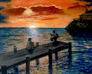 Sunset Painting - Jamaica Sunset by Romeo Downer Sunset Painting - Jamaica Sunset by Romeo Downer