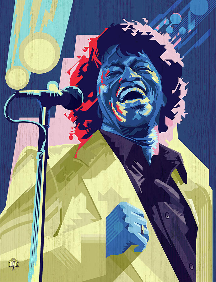 James Brown in Violet and Yellow Digital Art by Garth Glazier