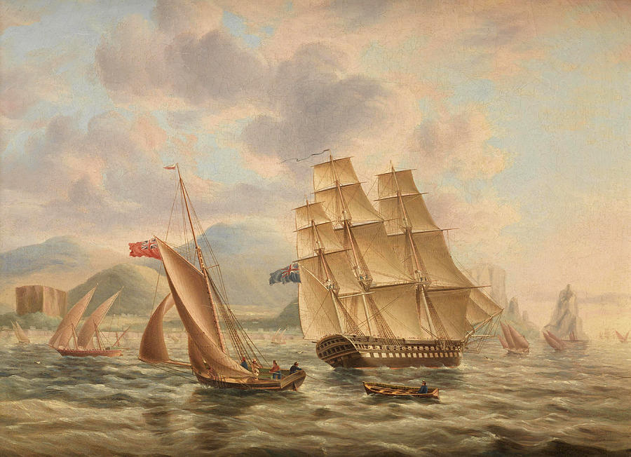 Shipping off Palermo in the Mediterranean Painting by James Edward Buttersworth
